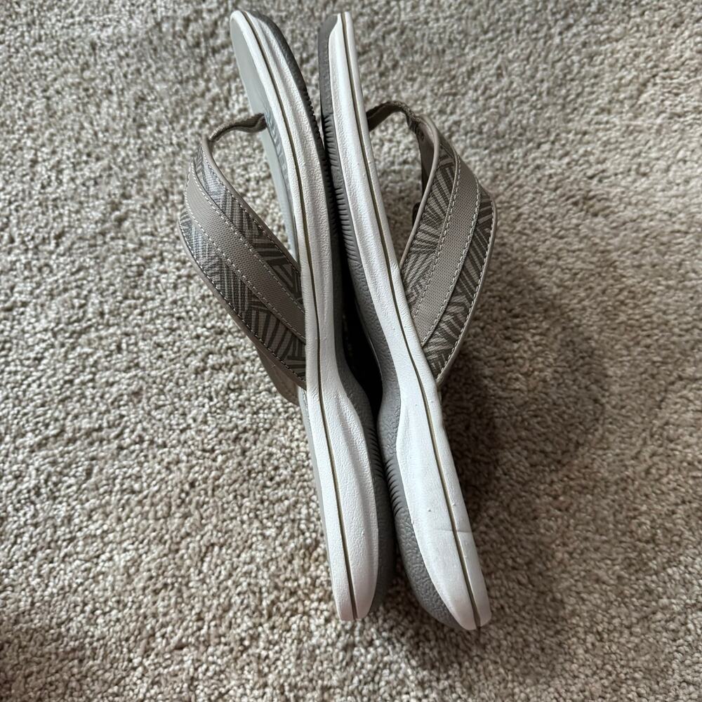 Clarks Breeze Sea Slip On Flip Flops Thong Sandals Women's Size 10 Light Brown - Picture 6 of 8